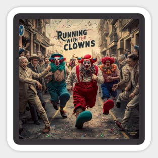 Running with the clowns! Sticker